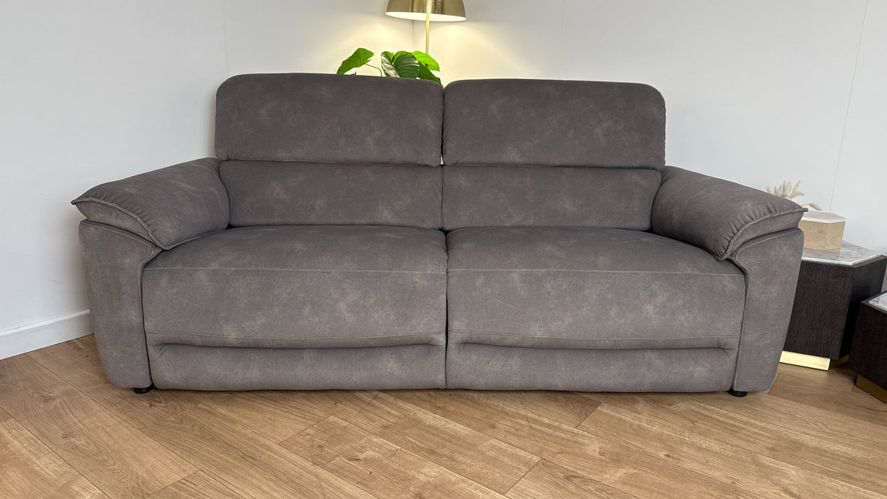 Sofology The Hugo Fabric 2 Seater Power Recliner/Headrest in Lifestyle Flecked Mocha