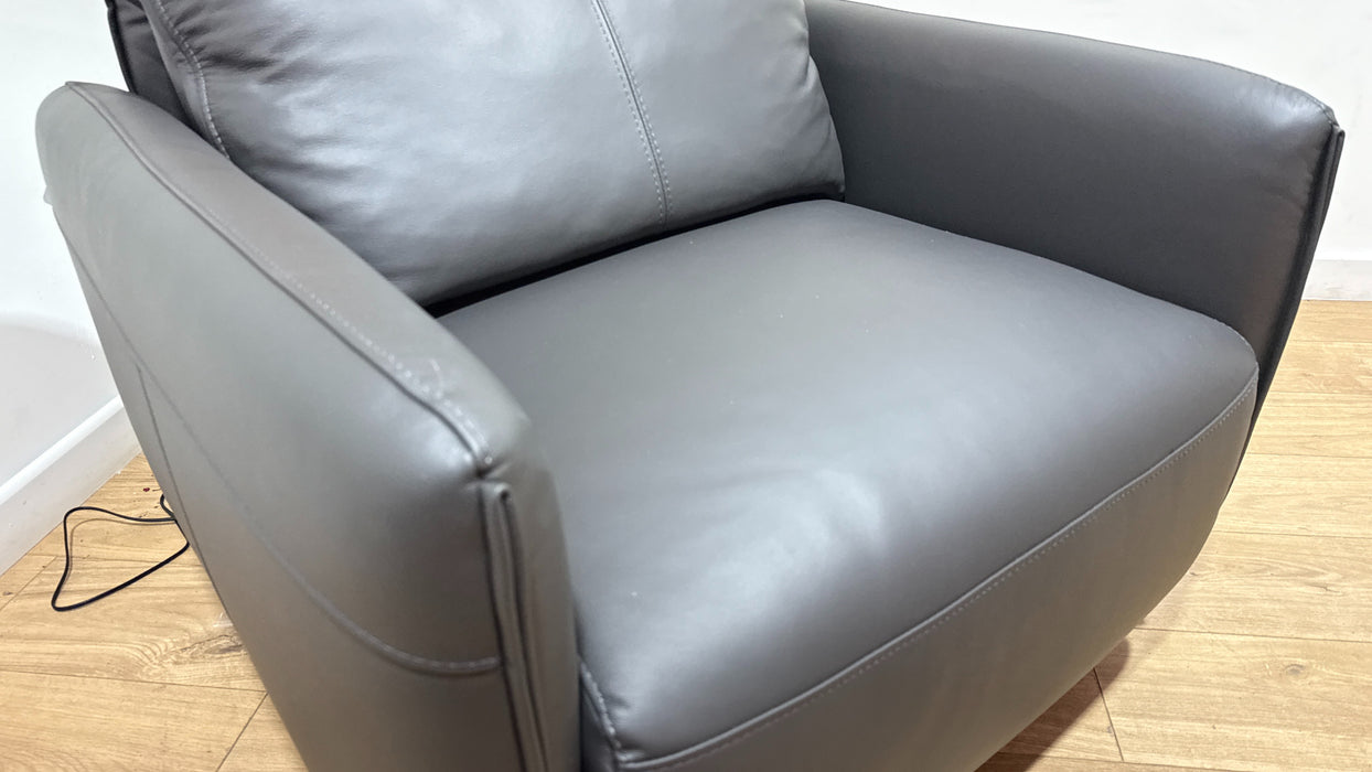 Sofology Tessuto Leather Accent Swivel Chair in Trusty-Matt Charcoal