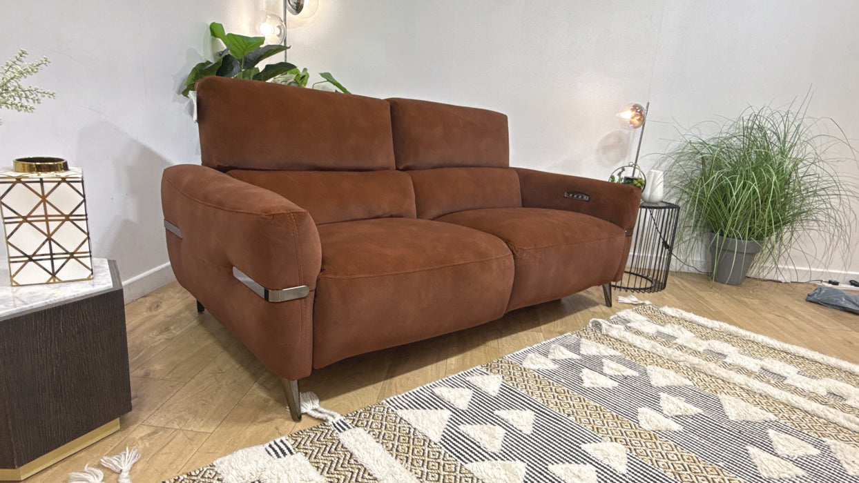 Sofology Arlington Fabric 3 Seater Power Recliner/Headrest Lumbar Support in Lifestyle Mottled Rust
