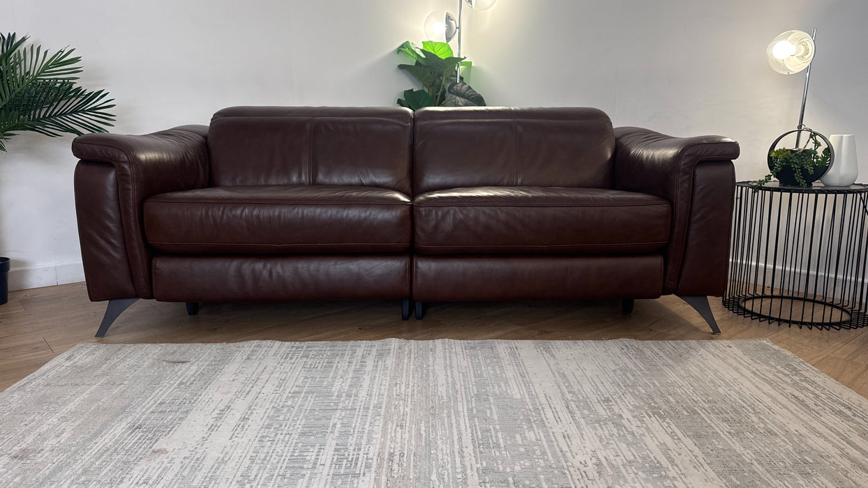 Sofology Ezra Leather 3 Seater Power Recliner/Headrest in Chocolate