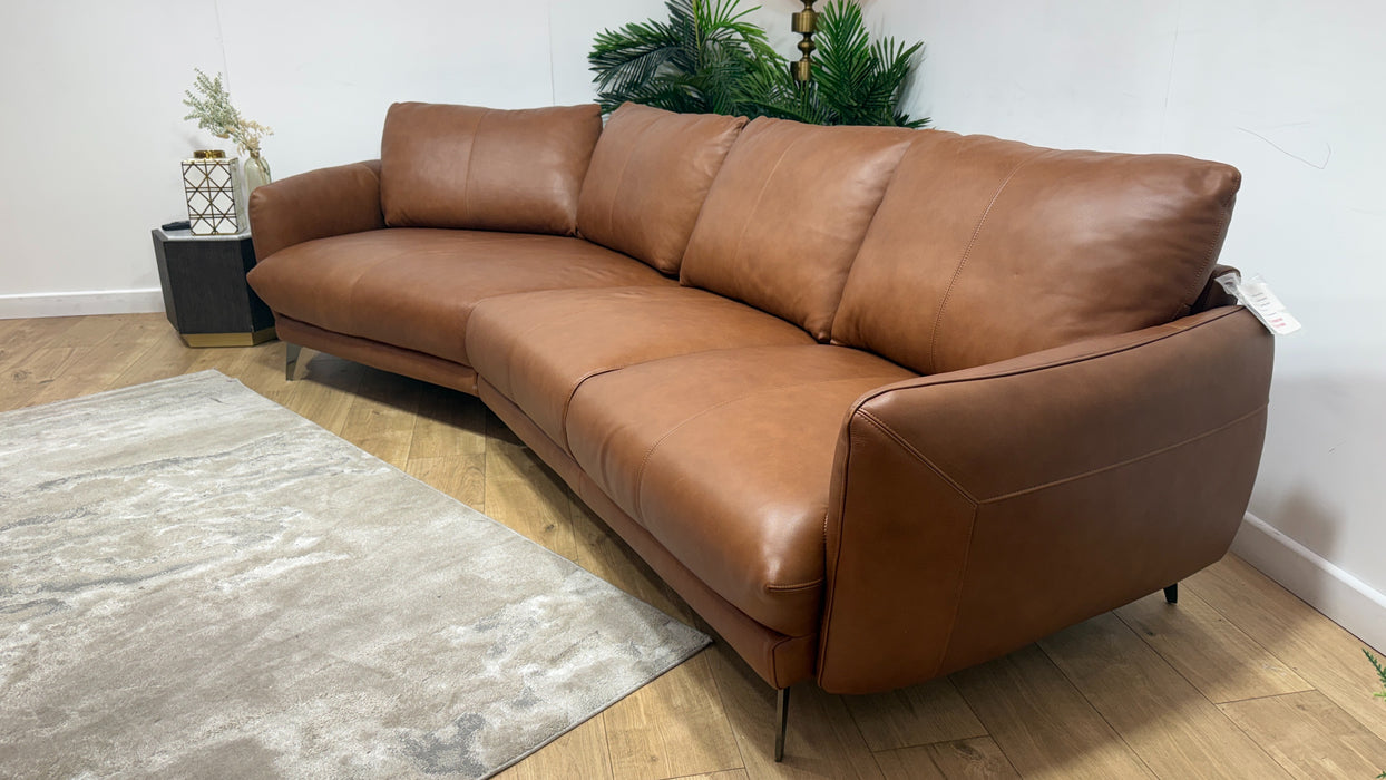 Sofology Adler Leather Asymmetric 4 Seater in Relaxed Soft Tan