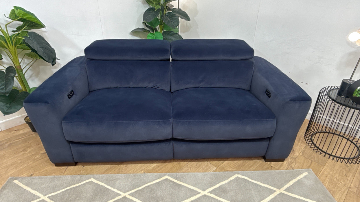 Sofology Metropolitan Fabric 3 Seater Power Recliner in Lifestyle Mottled Navy Blue