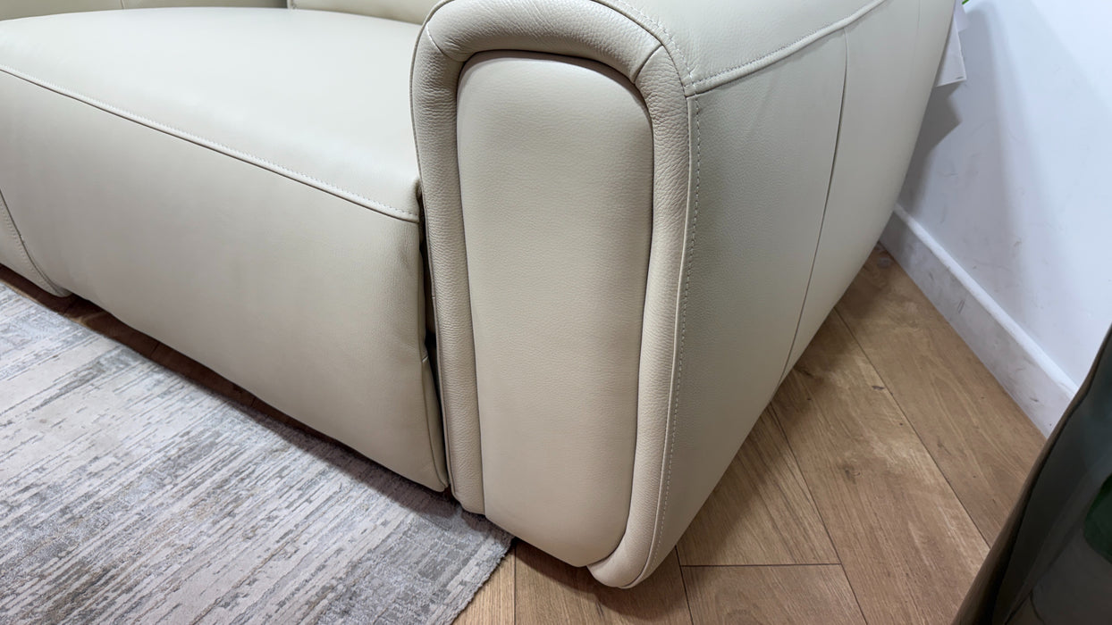 Sofology Premiere Leather 2.5 Seater Smart Console Power Recliner/Headrest Heated Seats in Trusty Embossed Bone China