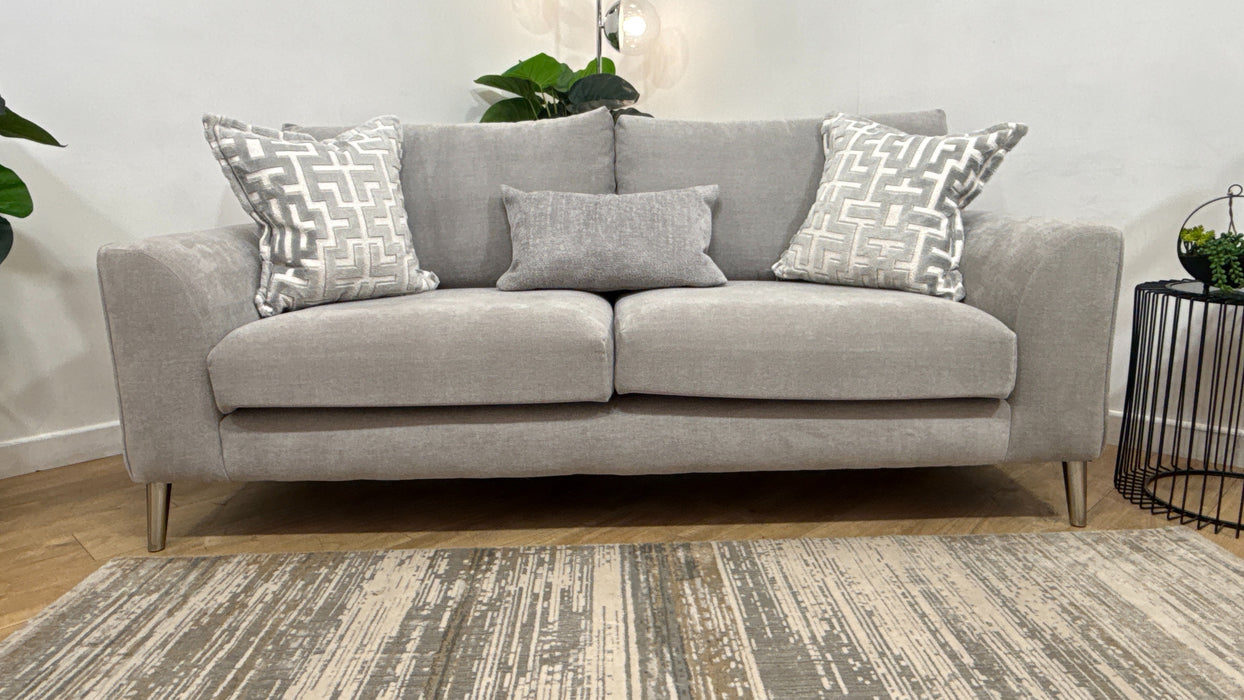 Sofology Mayfair Fabric 3 Seater Foam Seats in Soft Chenille Silver/Silver Mix