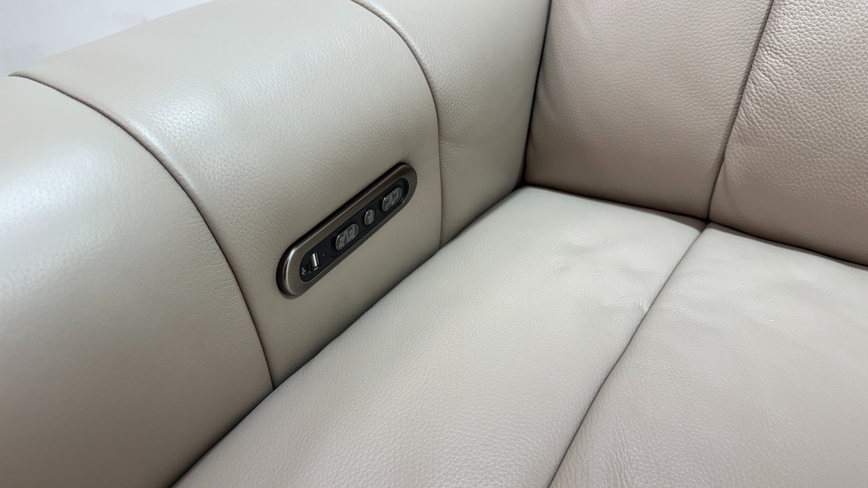 Sofology Paramount Leather 2.5 Seater Power Recliner/Headrest in Trusty Embossed Stone