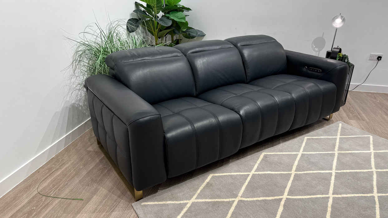 Sofology Marvella Leather 3 Seater in Trusty Sheen Jet Black