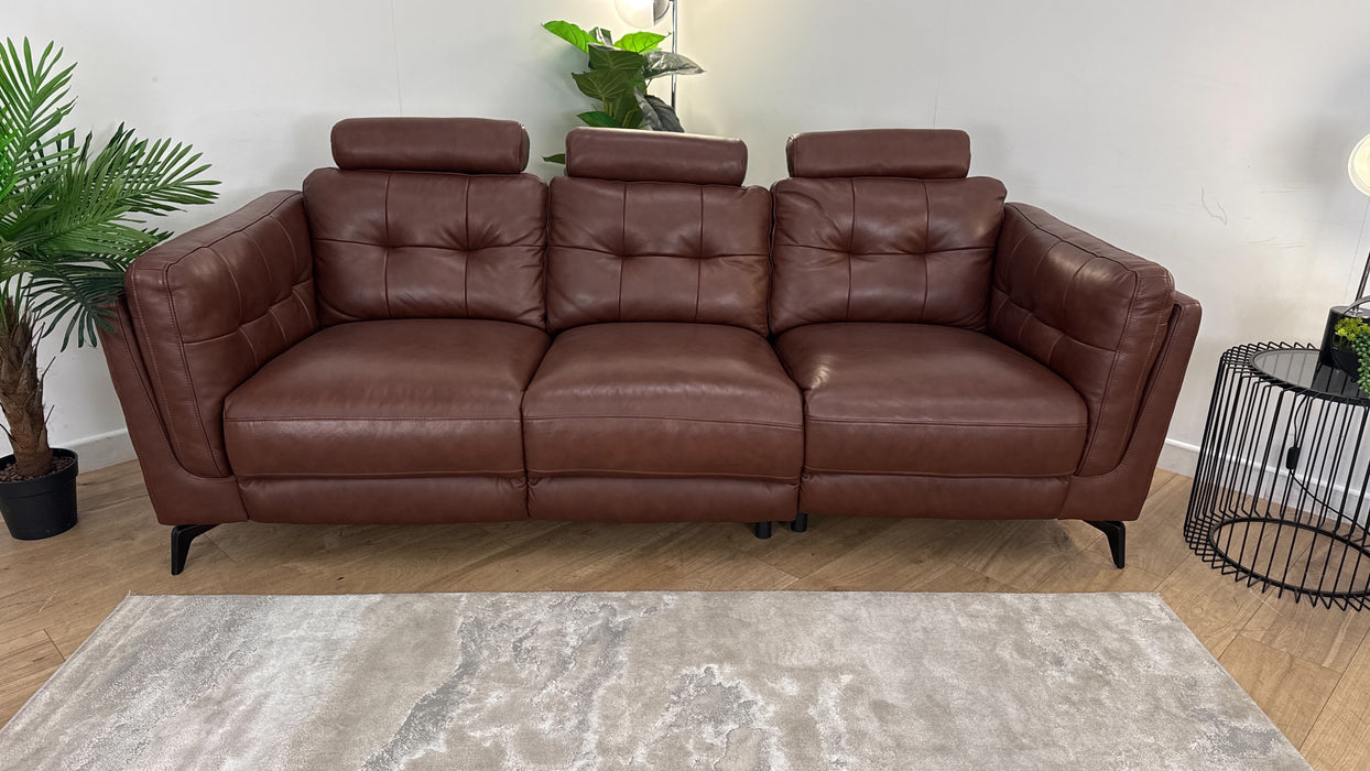 Sofology Muse Leathe 3 Seater in Chestnut