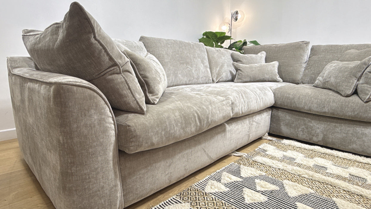 Sofology Georgio Fabric 3 Corner 1 Feather Flex Seats in Luxe Chenille Stone