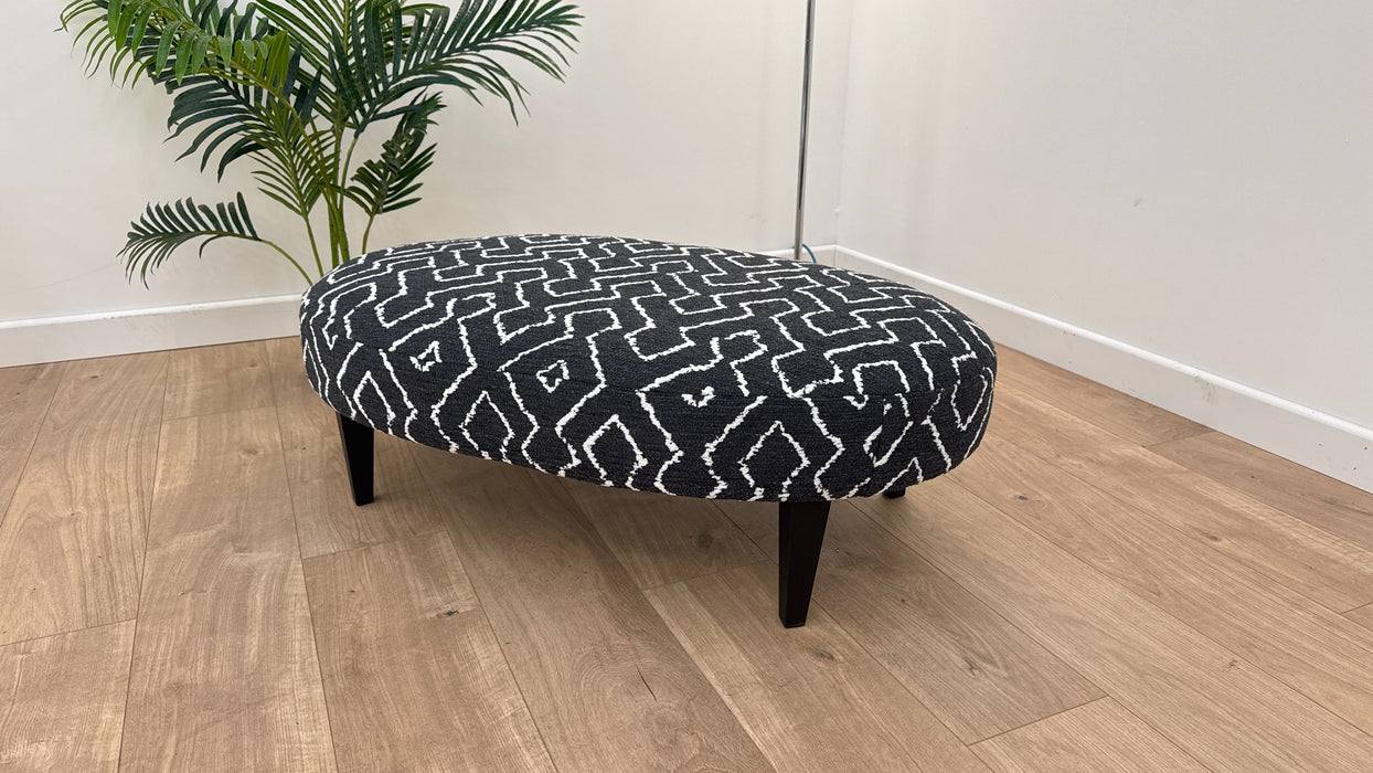 Porter Oval Footstool Fabric Otis Mono All Over