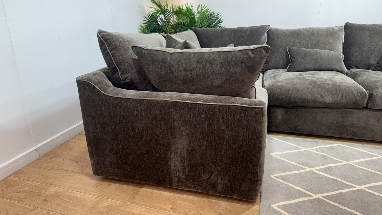 Sofology Georgio Fabric 1 Corner 3 Feather Flex Seats in Luxury Deep Pile Chenille Mole Mix