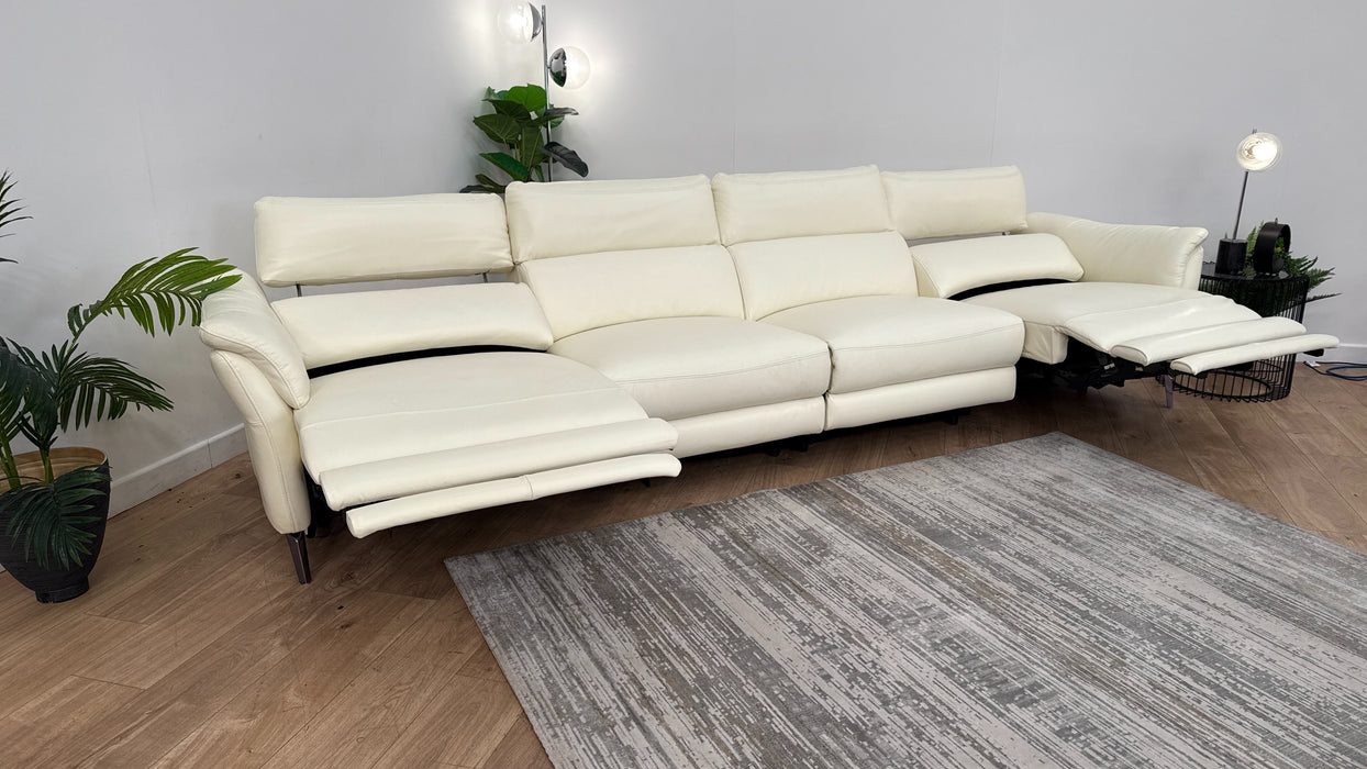 Sofology The Missouri 4 Seater Recliner Sofa in Trusty Sheen Leather White