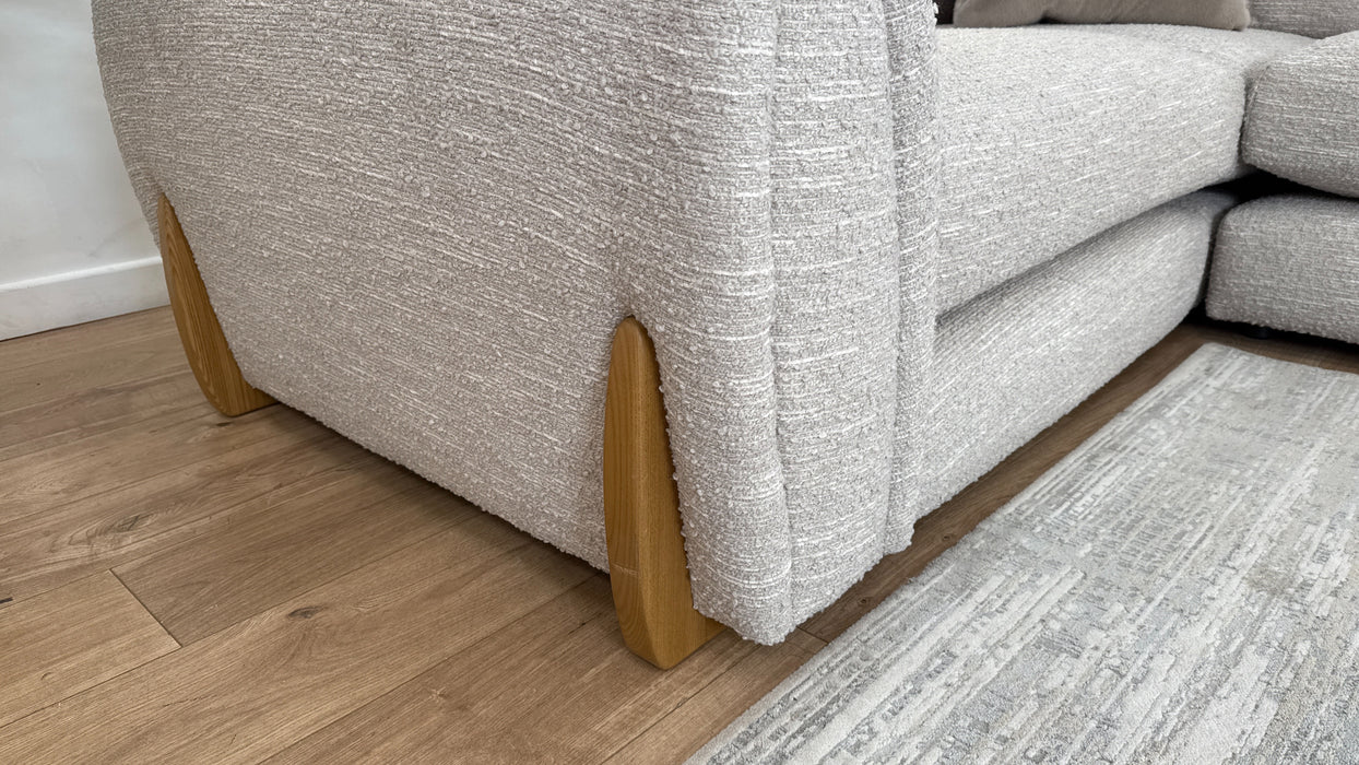 Sofology Marble Arch Fabric 1 Corner 3 in Chunky Flecked Boucle Stone/Ecru Mix