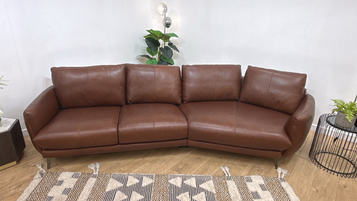Sofology Adler Leather 4 Seater Asymmetric in Relaxed Soft Brown
