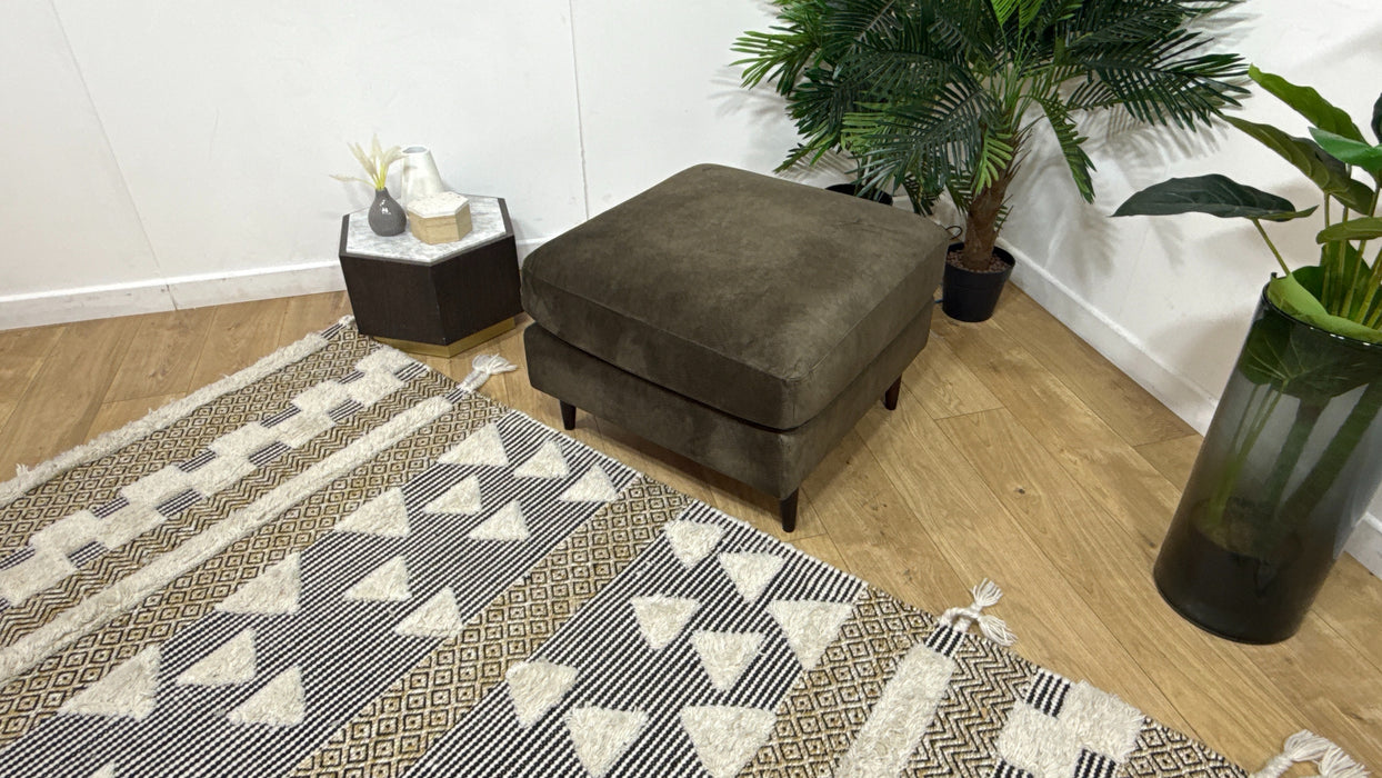 Sofology Hackney Fabric Memory Foam Footstool in Lifestyle Dapple Olive Green