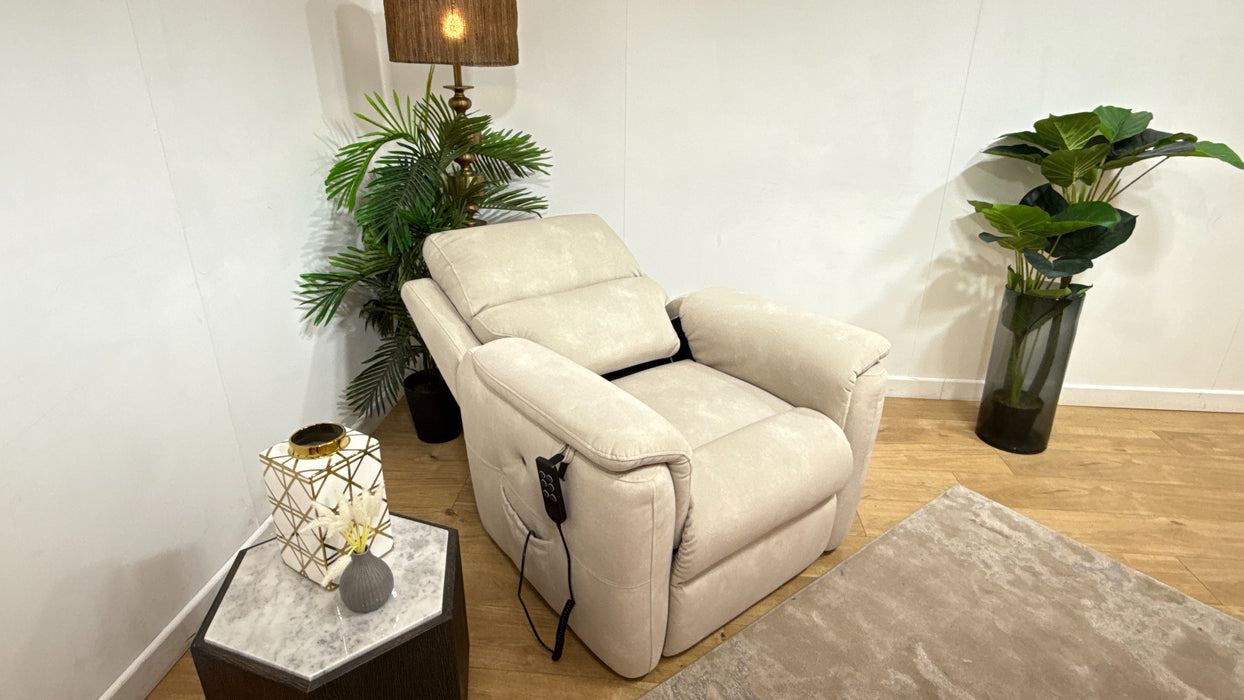 Sofology Ripley Fabric Chair Rise & Recline Heated Seat in Lifestyle Flecked Ivory