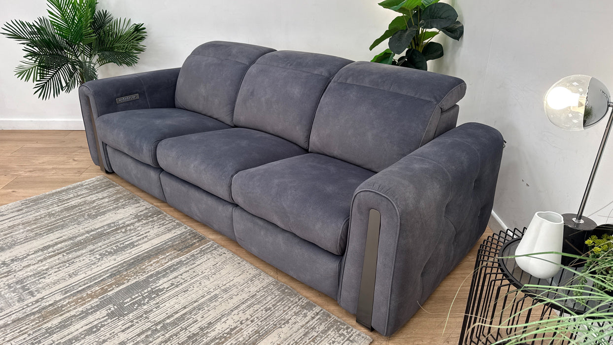 Sofology Kingsbridge Fabric 3 Seater Power Recliner/Headrest in Lifestyle Flecked Charcoal