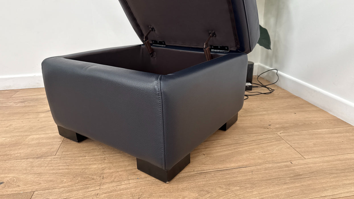DFS Leather Storage Footstool in Navy