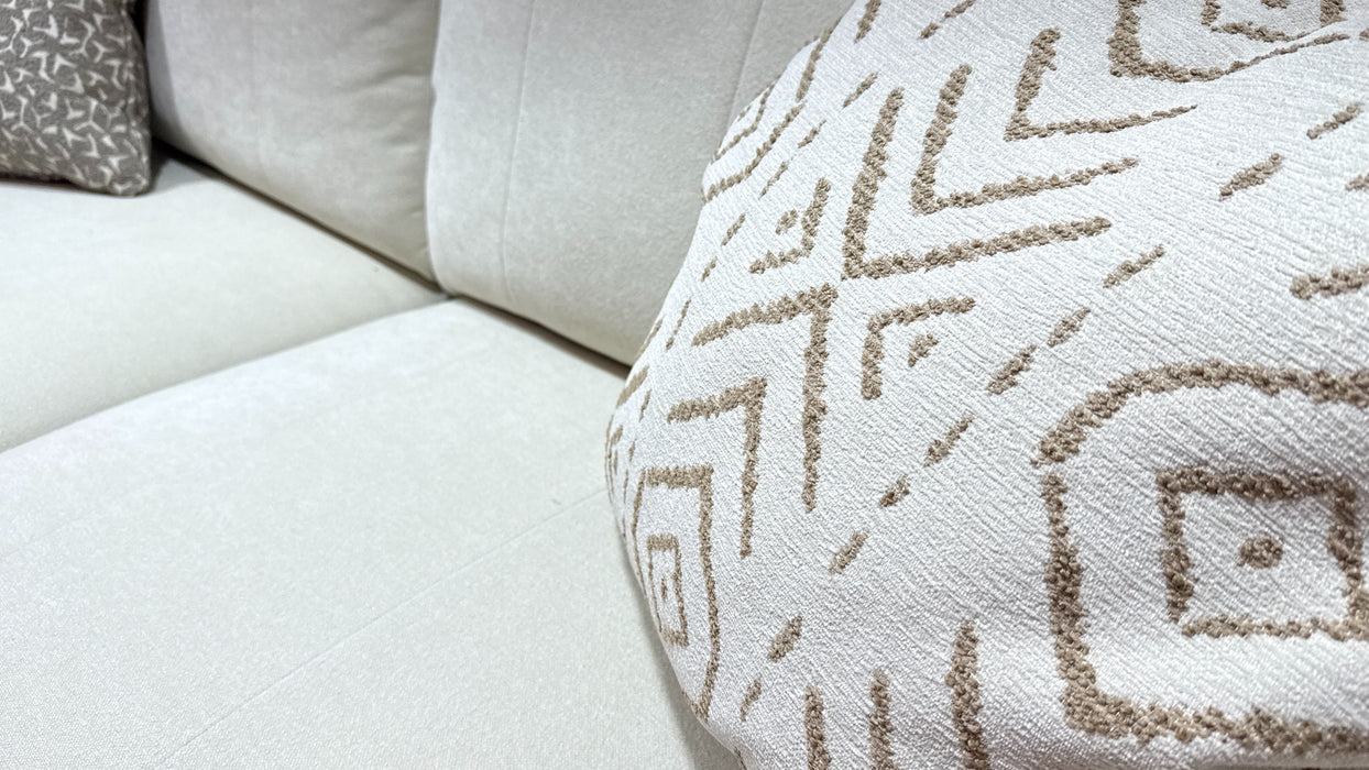 Sofology Soho Fabric 4 Seater Light Wood Trim in Micro Boucle Natural/Natural Mix