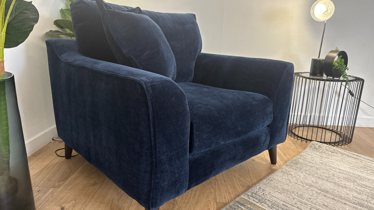 Sofology Mayfair Fabric  Chair in Soft Chenille Navy All Over