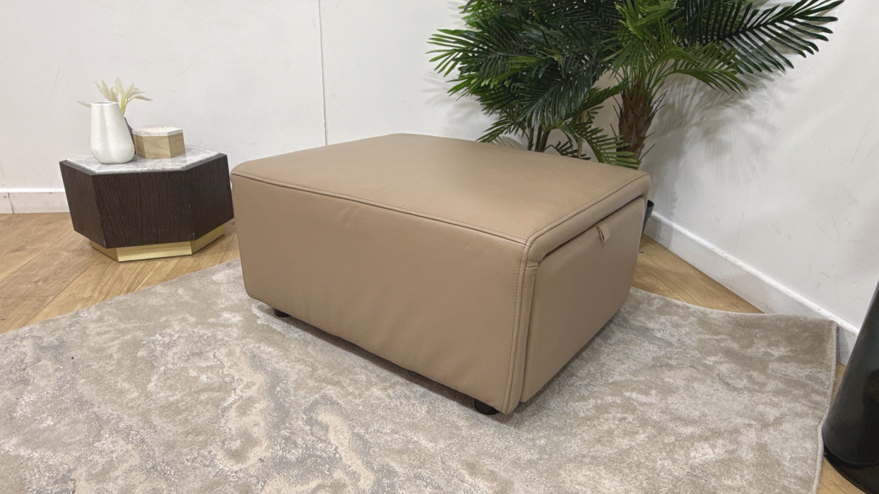 Sofology Premiere Fabric Designer Storage Footstool in Trusty Embossed Leather Mushroom