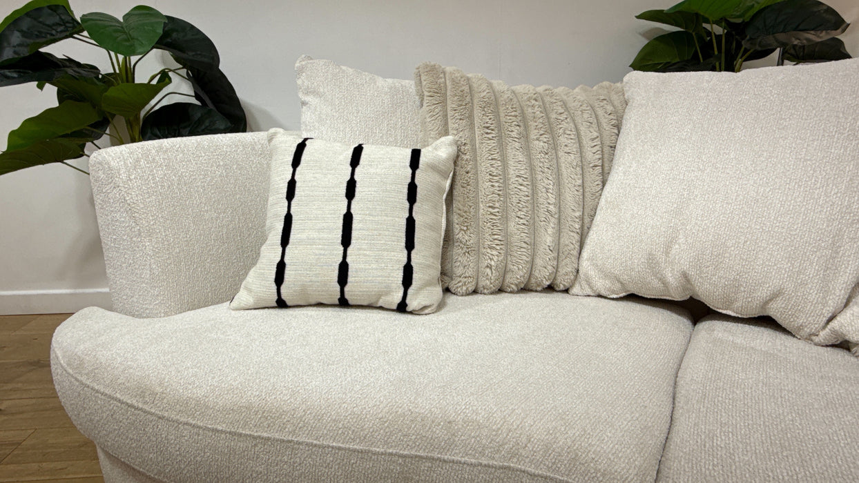 Sofology Chloe Fabric 4 Seater Split Pillow Back in Soft Boucle Ecru Mix