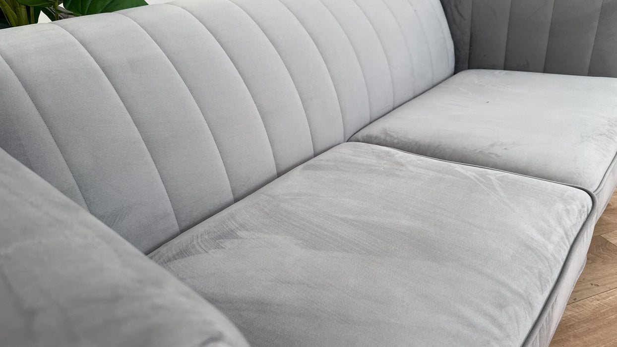 Sofology Fluted Isla Fabric 2 Seater in Velluto Silver