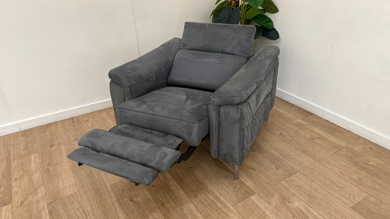 Sofology Ezra Fabric Chair Power Recliner/Headrest Heated Seat in Lifestyle Plush Lead Grey