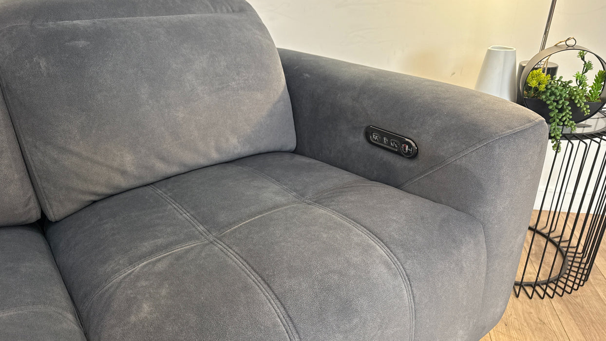 Sofology Marvella Fabric 3 Seater Power Recliner/Headrest in Lifestyle Flecked Charcoal