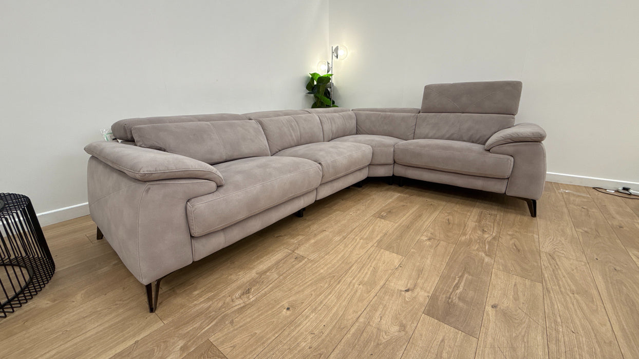 Caldo Corner Sofa - Leather Recliner - Dark Grey