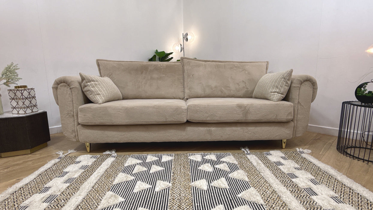 Sofology Chamonix Grande Sofa in Soft Short Pile Faux Fur Natural Mix