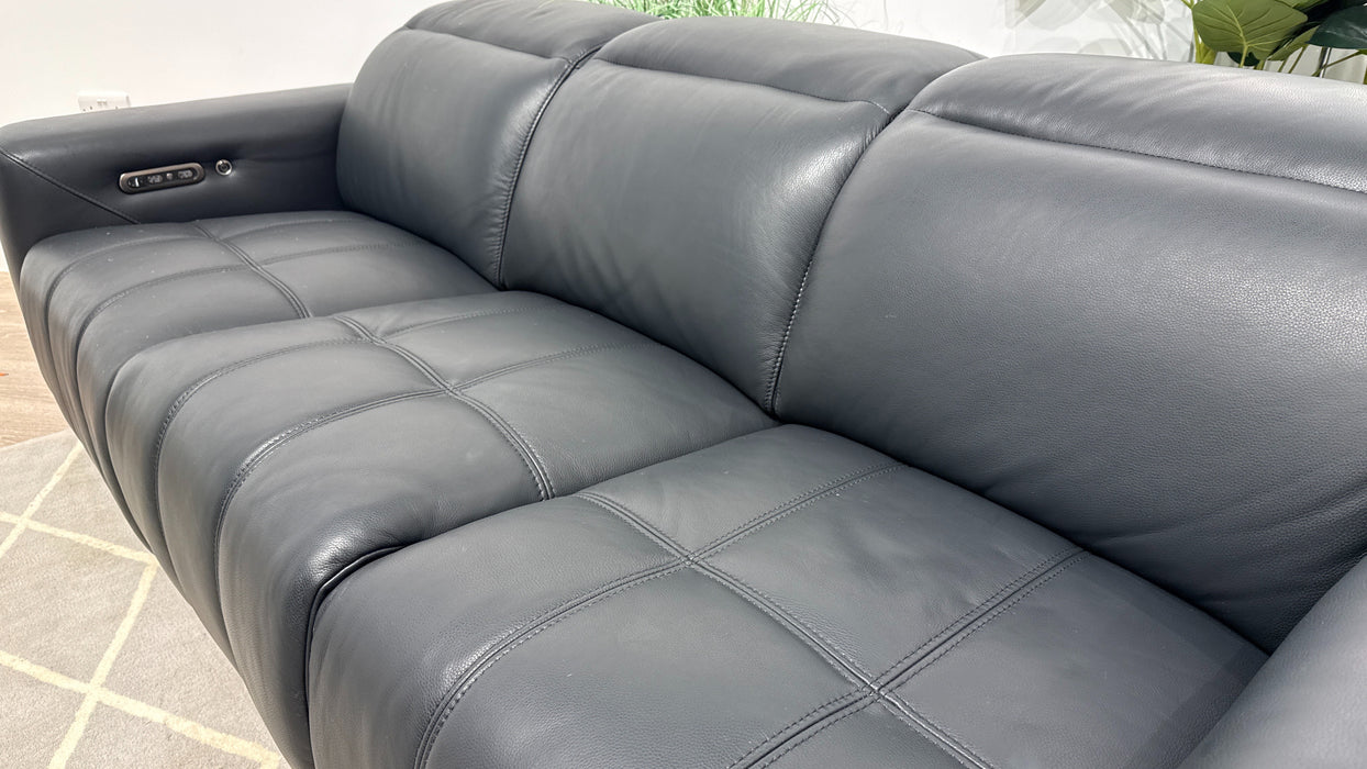 Sofology Marvella Leather 3 Seater in Trusty Sheen Jet Black