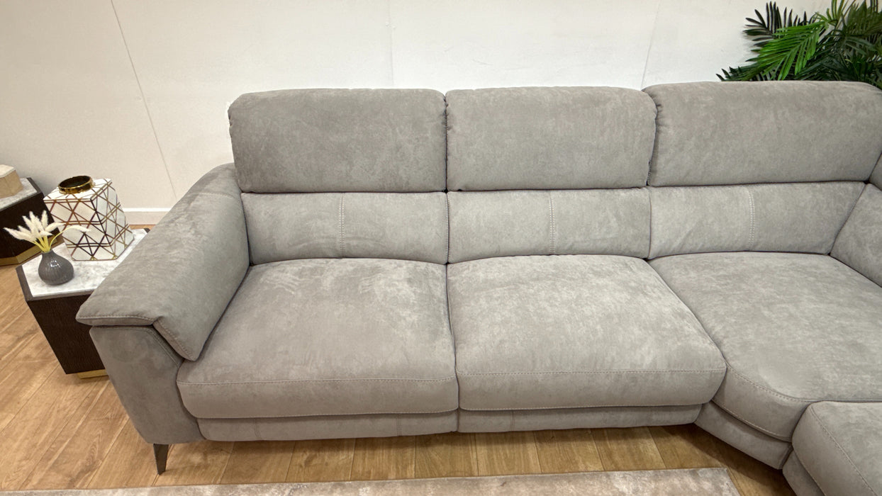 Sofology Illinois Fabric 2 Corner 1 Terminal Heated Seat, Power Recliner/Headrest in Lifestyle Textured Charcoal
