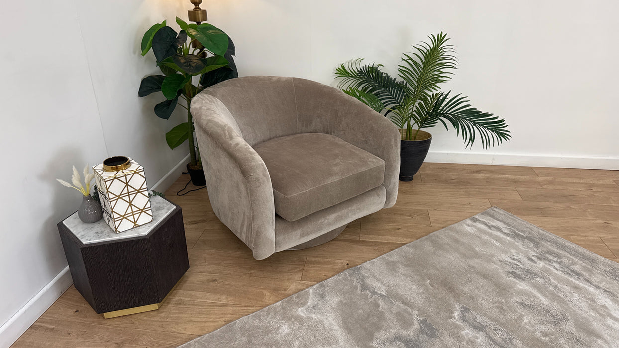 Sofology The Oscar Swivel Chair in Fine Textured Chenille Stone Mix