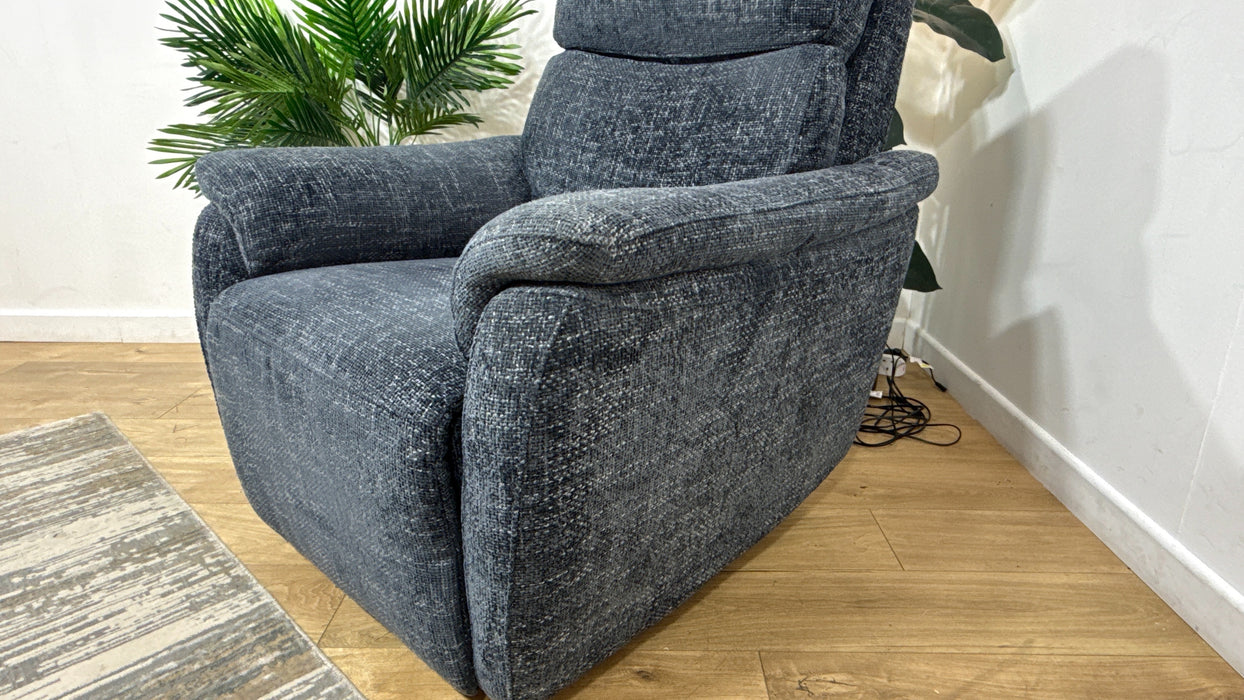 Sofology Parker Fabric Chair Power Recliner in Hopsack Chenille Midnight