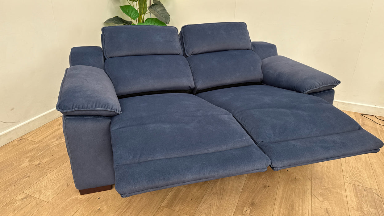 Sofology Benz Fabric 2 Seater Power Headrest/Recliner Heated Seat in Lifestyle Flecked Navy