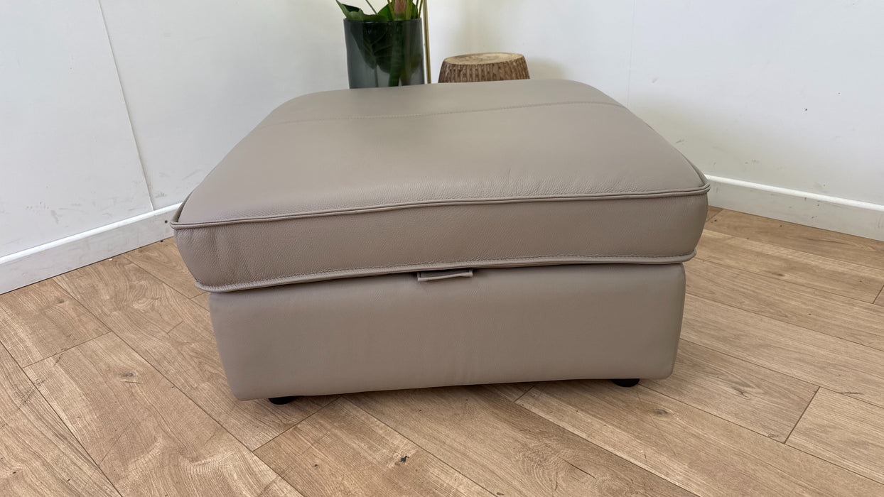 Sofology Horizon Designer Storage Leather Footstool In Trusty Embossed Leather Stone