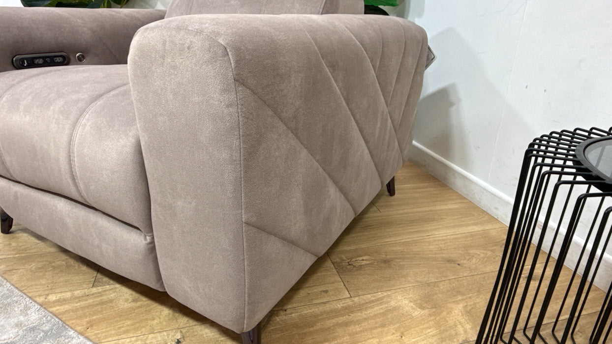 Sofology Allure Fabric Chair Power Recliner/Headrest Heated Seat Speakers in Lifestyle Flecked Nutmeg