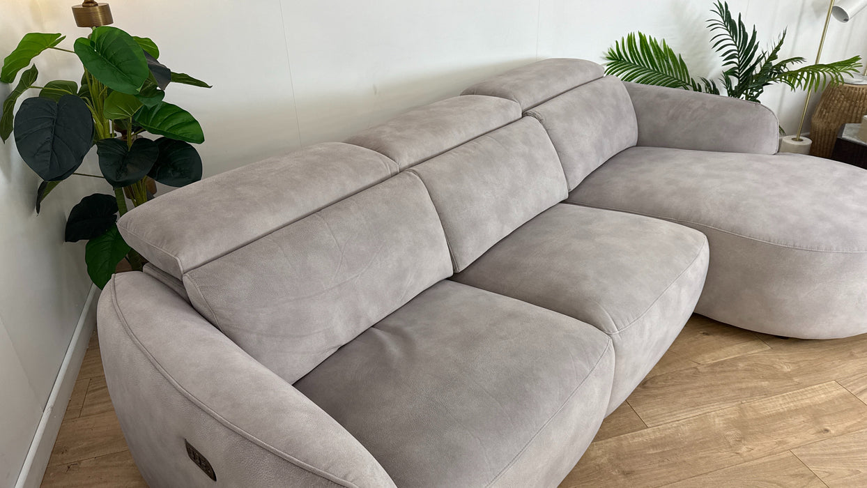 Sofology the Serene Fabric 3 Seater Chaise Power Recliner/Headrest in Lifestyle Mottled Marble