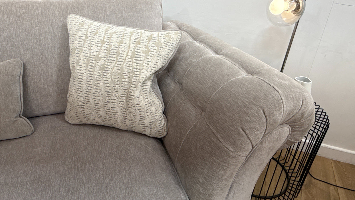 Sofology Highgrove Fabric 3 Seater Split Full Back Extra Flex in Luxury Deep Pile Chenille Silver