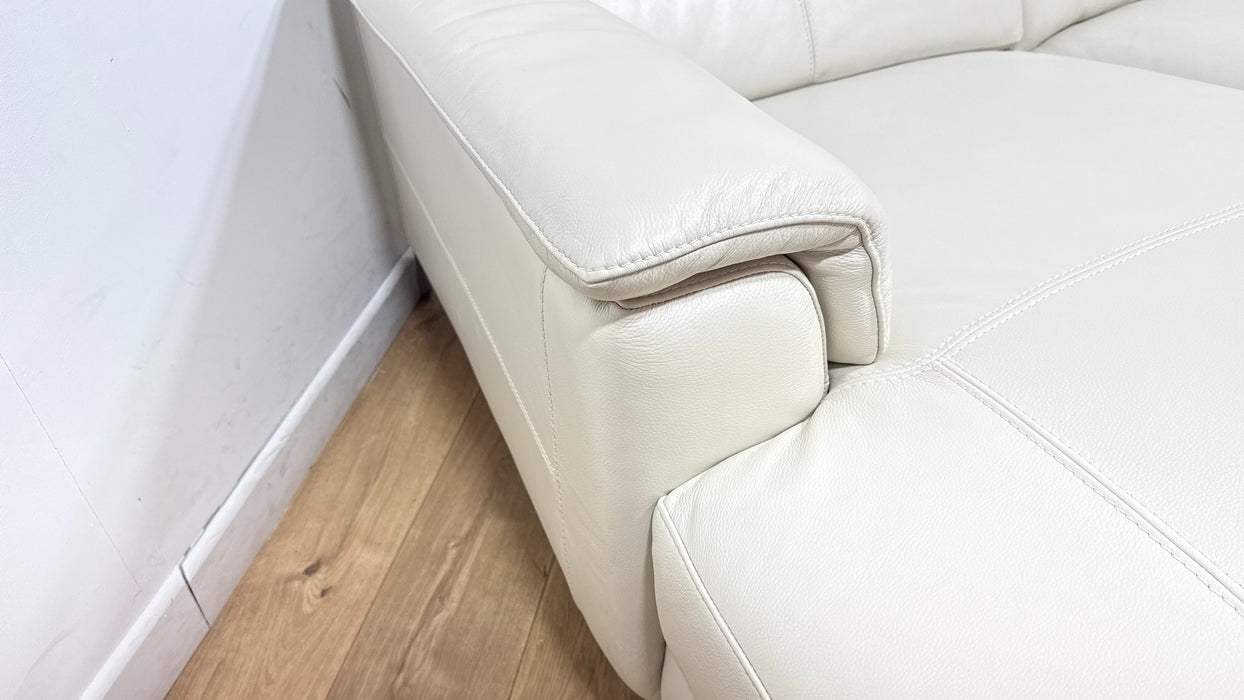 Sofology Illinois Leather Chaise 3 Seater Power Recliner/Headrest in Trusty Soft Sheen Mist