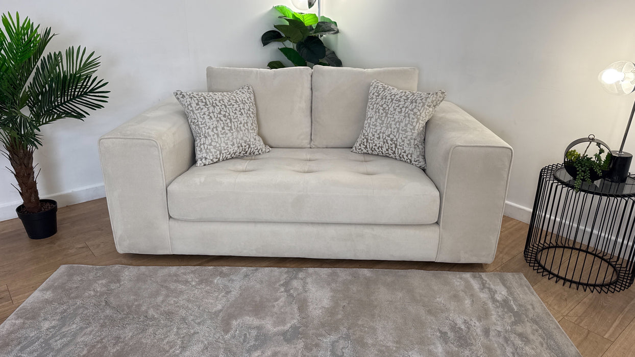 Sofology Ascot Fabric 2 Seater Bench Seat in Soft Sherpa Natural Mix