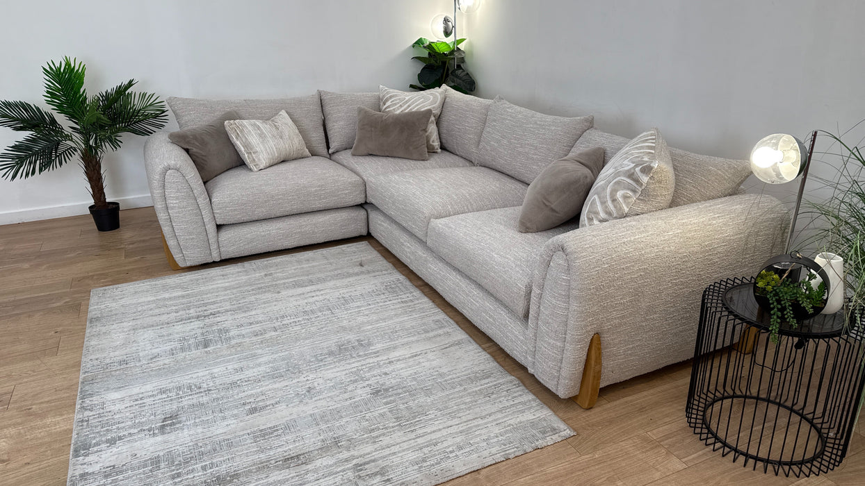 Sofology Marble Arch Fabric 1 Corner 3 in Chunky Flecked Boucle Stone/Ecru Mix