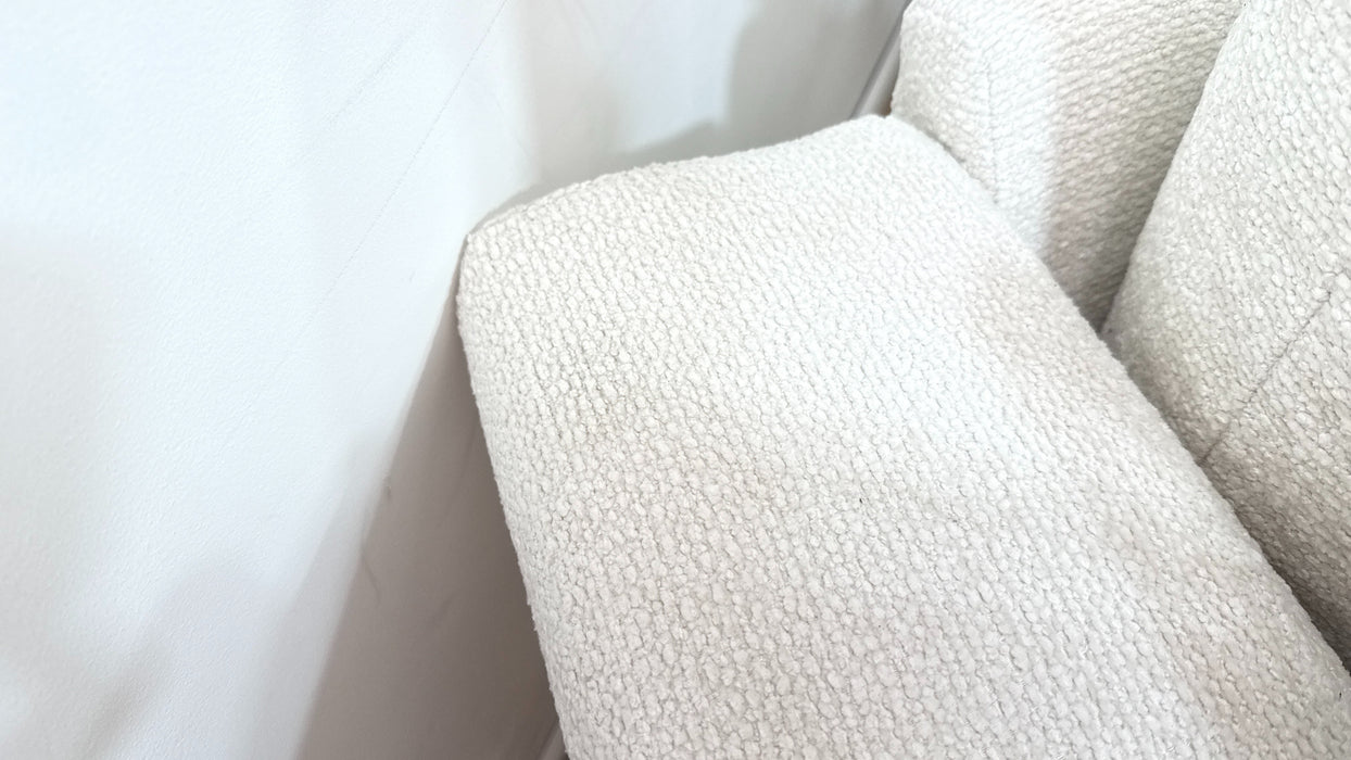 Sofology Westwood Fabric 4 Seater Gold Trim in Soft Boucle Ecru Mix