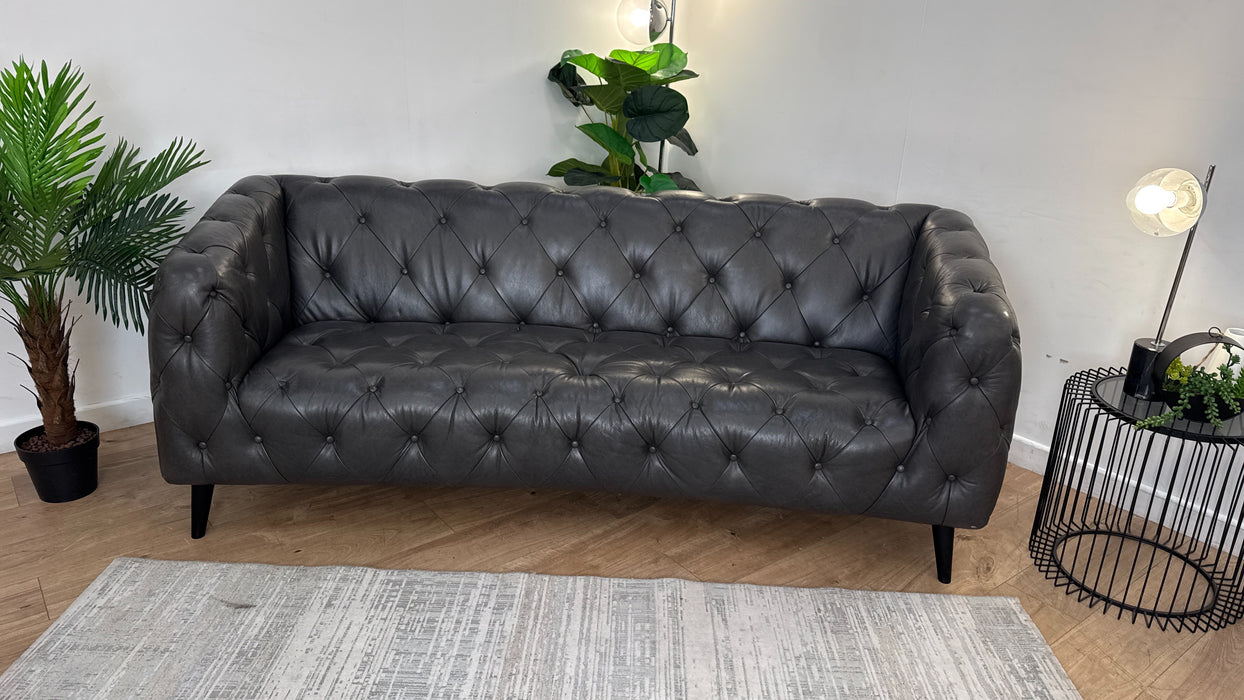 Sofology Alchemist Leather 3 Seater in Tote Grey