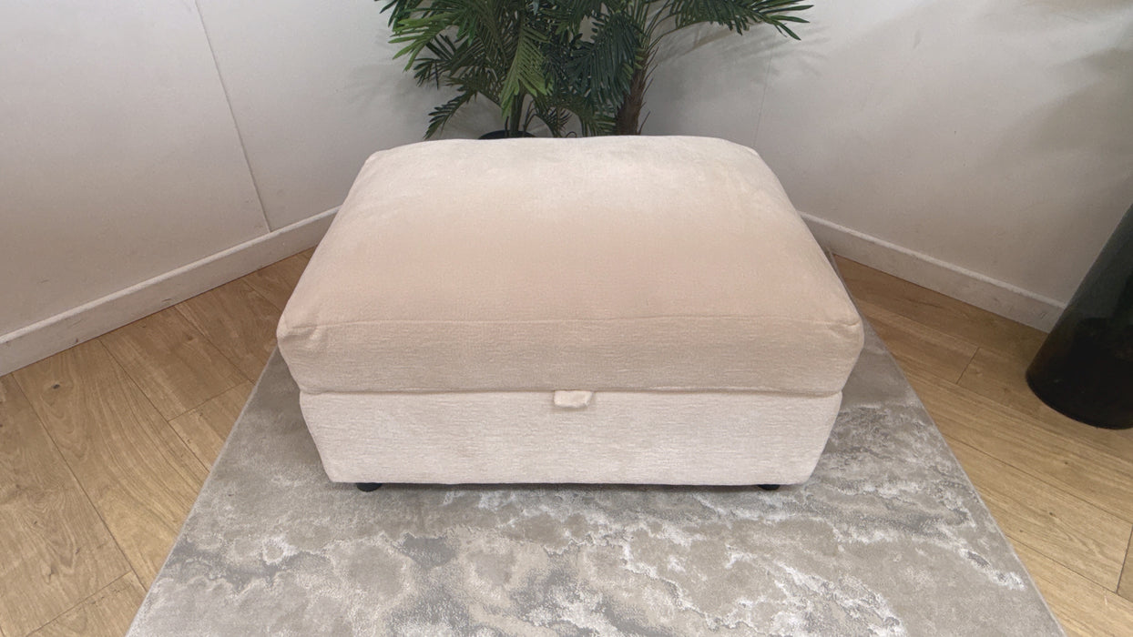 Sofology Bellagio Fabric Storage Extra Flex Footstool in Chunky Luxe Chenille Snow