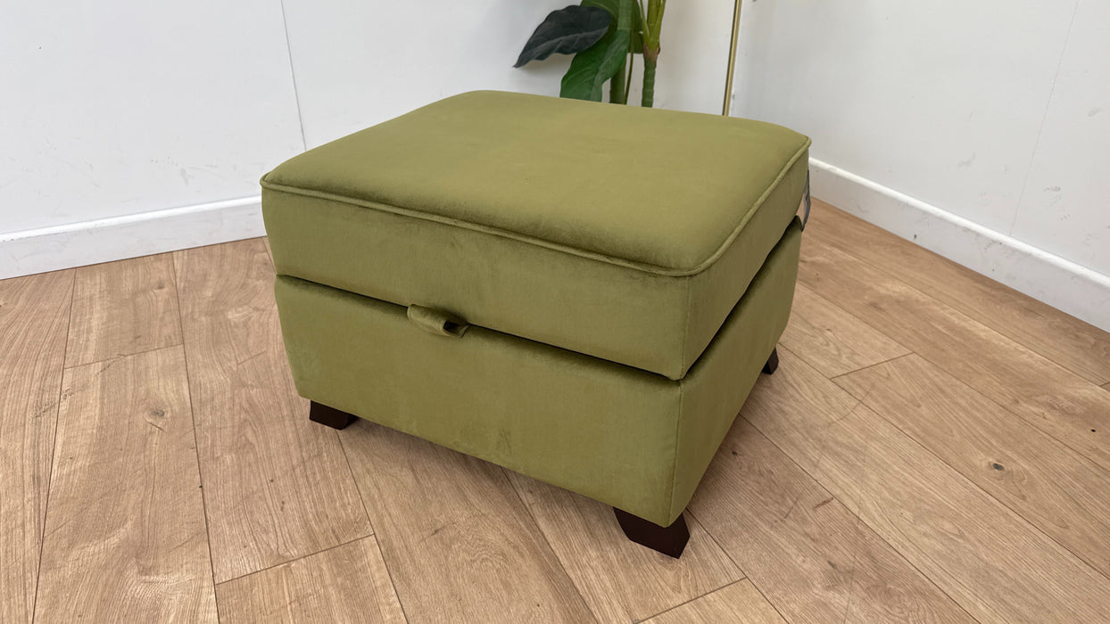 DFS The Jardim Fabric Footstool in Velvet Olive