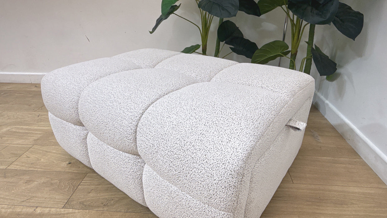 Sofology Lunar Fabric Designer Storage Footstool in Woven Boucle Moonstone