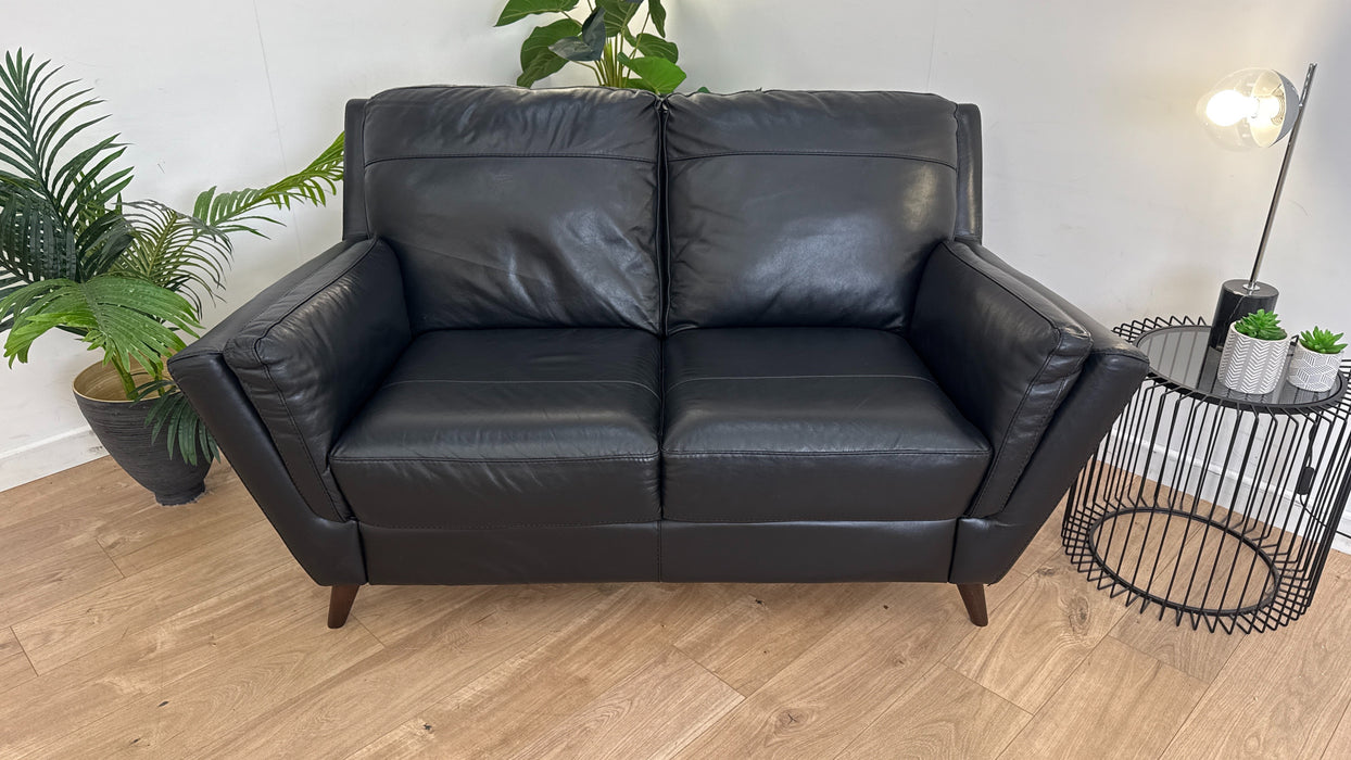 Fellini 2 Seat - Leather Sofa - Alaska Black