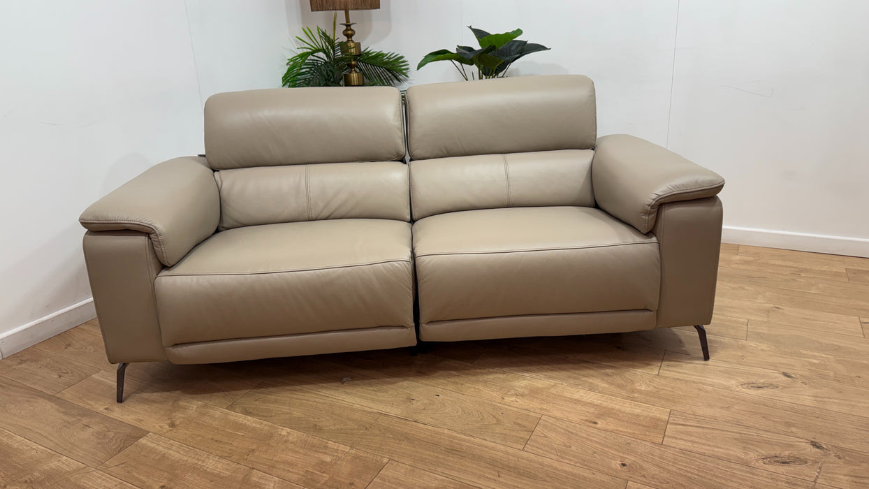 Sofology Fratelli Leather 2.5 Seater Power Recliner/Headrest in Trusty Embossed Stone