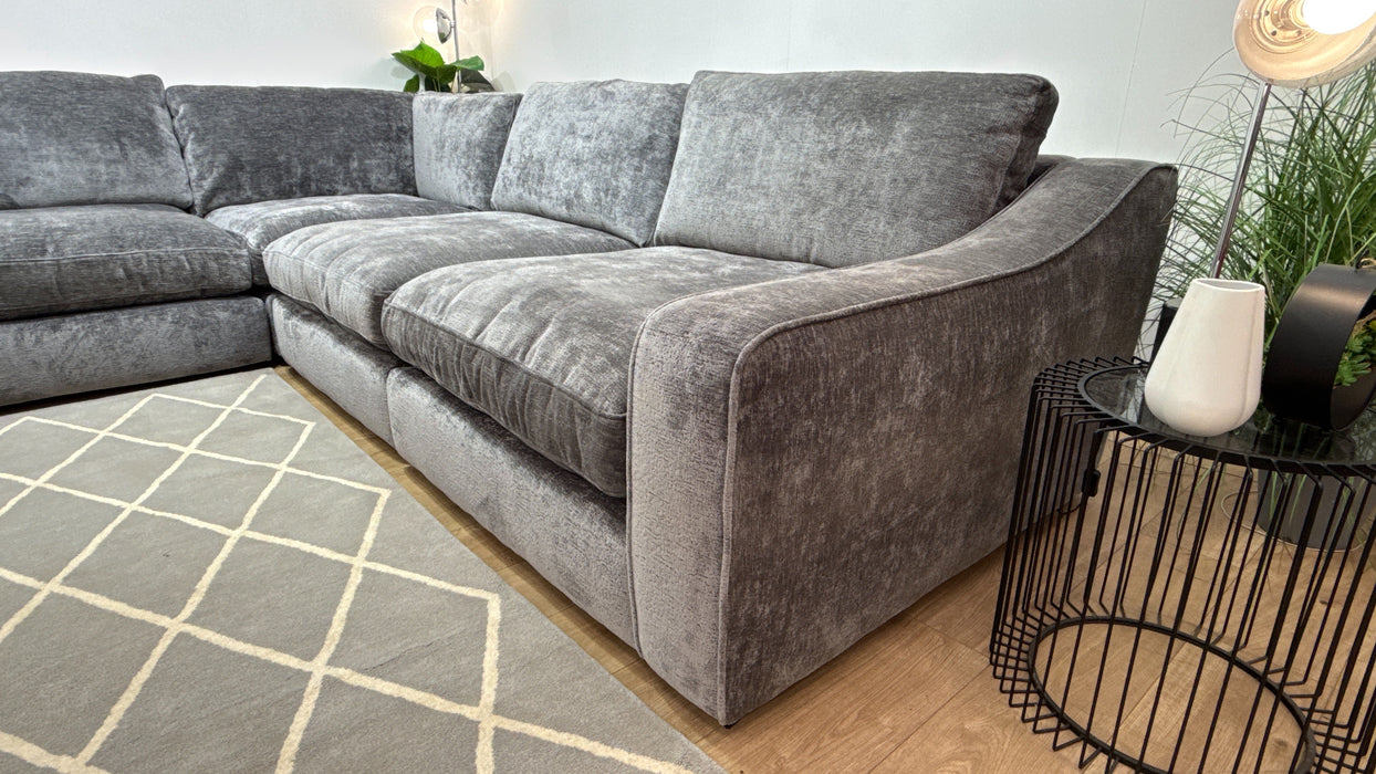 Sofology Bellagio Fabric Chaise 1 Corner 3 Reversible Extra Flex Interior Chunky Luxe Chenille Charcoal Mix